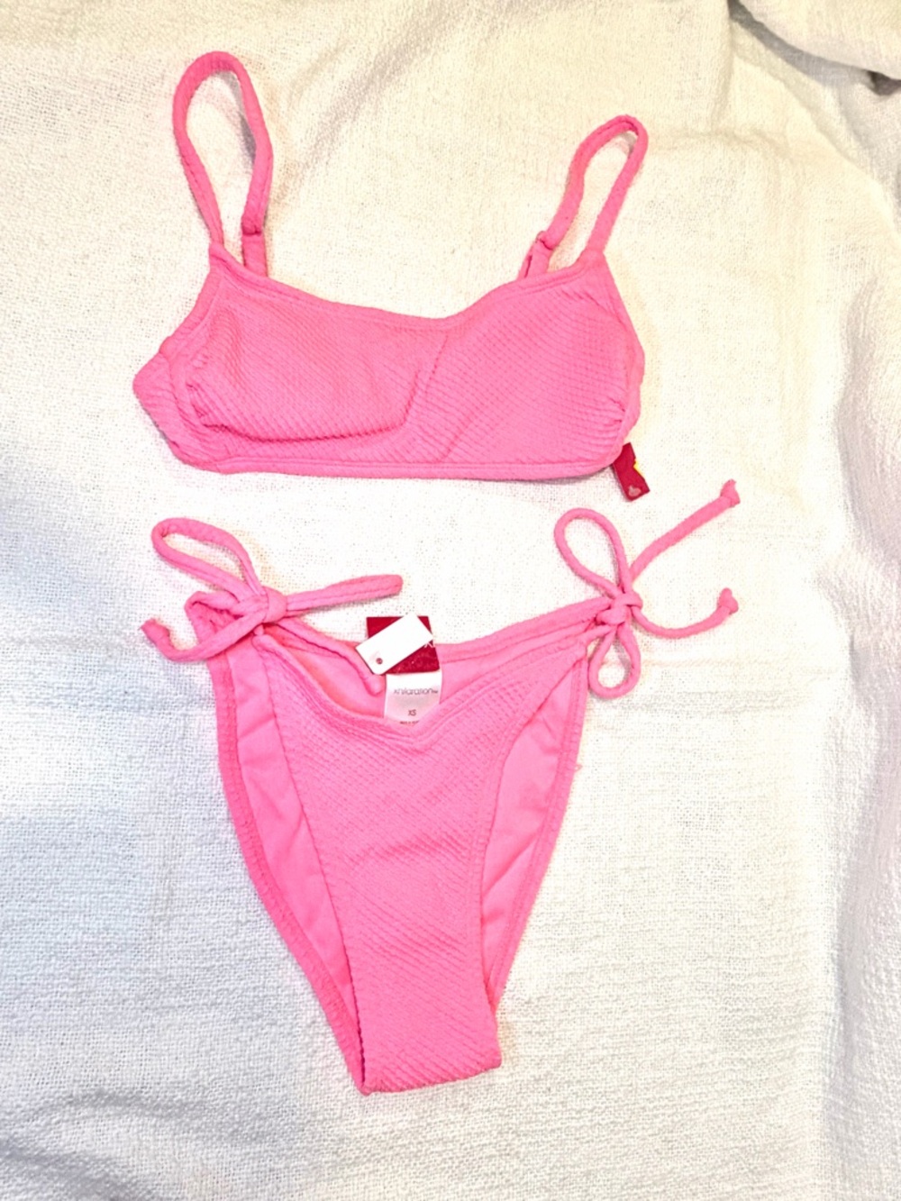 Ribbed / crisscross Bikini Set - bralette & side tie high leg bottom - NWT